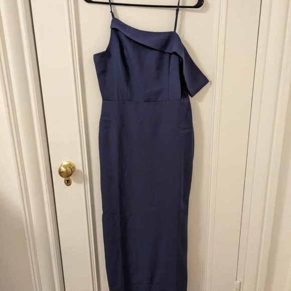 Laundry by Shelli Segal One-shoulder Gown Periwinkle Size 6 - Picture 3 of 3